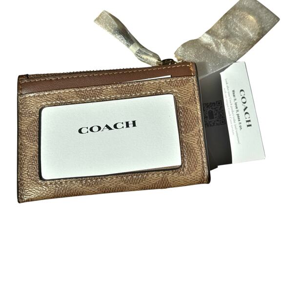 Coach Women's Mini ID Skinny in Signature Canvas Dark Brown One Size NWT - Picture 6 of 12